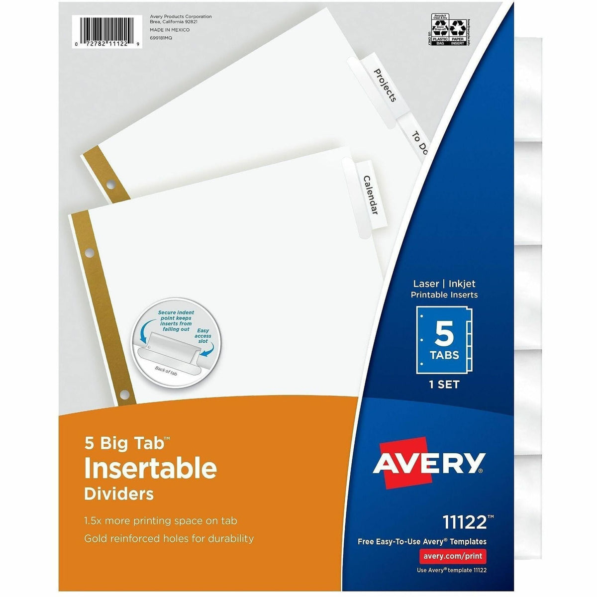 Avery® Big Tab Insertable Dividers - Reinforced Gold Edge - 2000
