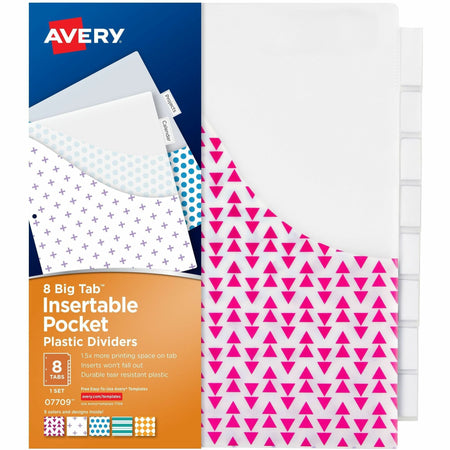 Avery® Big Tab Plastic Dividers with Pockets, 8-Tab - 2000