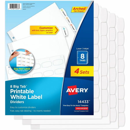Avery® Big Tab Printable Label Dividers, Easy Peel Labels, 8 Tabs - 2000