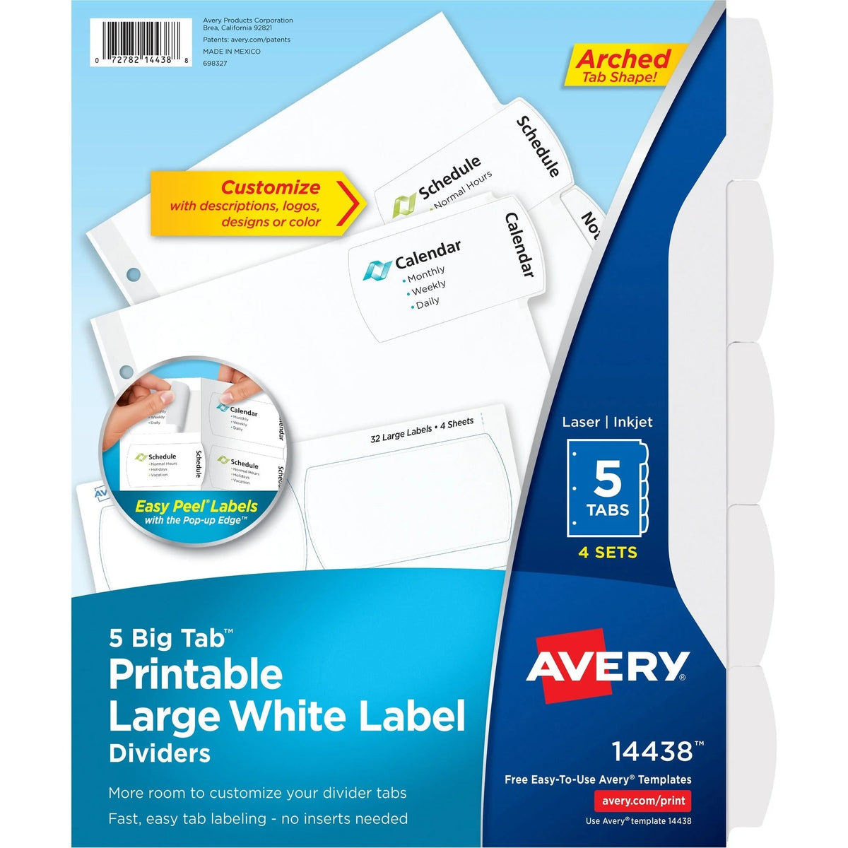 Avery® Big Tab Printable Large White Label Dividers - Organize with Ease - Index Divider