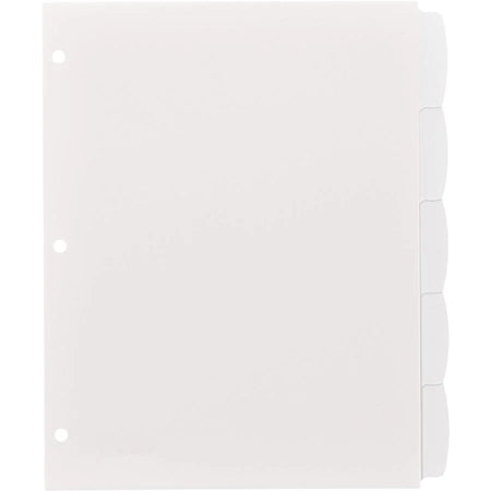 Avery® Big Tab Write & Erase Dividers: 5-Tab Set White Plastic 8.5’’ x 11’’ - Index Divider