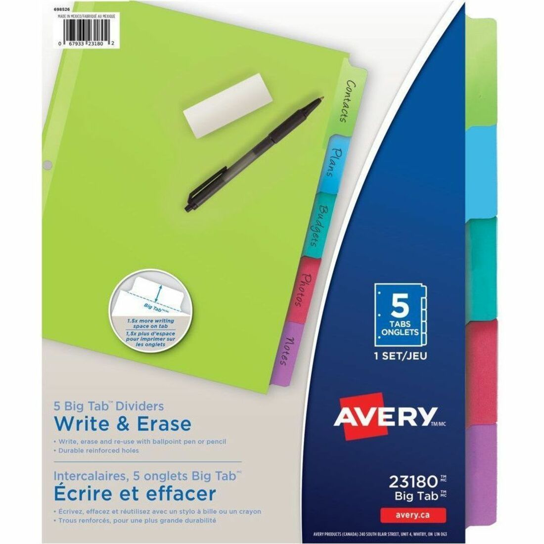 Avery® Big Tab™ Write & Erase Dividers - 1100