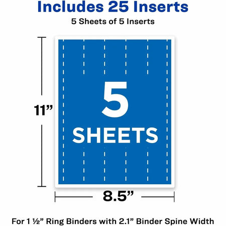 Avery® Binder Spine Inserts: 1-1/2 Inch Binders 25 Inserts - Bright White Card Stock - Inserts/Labels