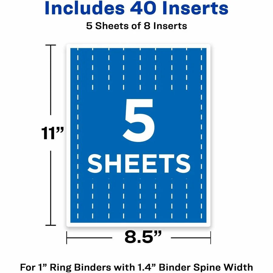 Avery® Binder Spine Inserts: 1’’ Binders 40 Inserts - Bright White Card Stock - Inserts/Labels