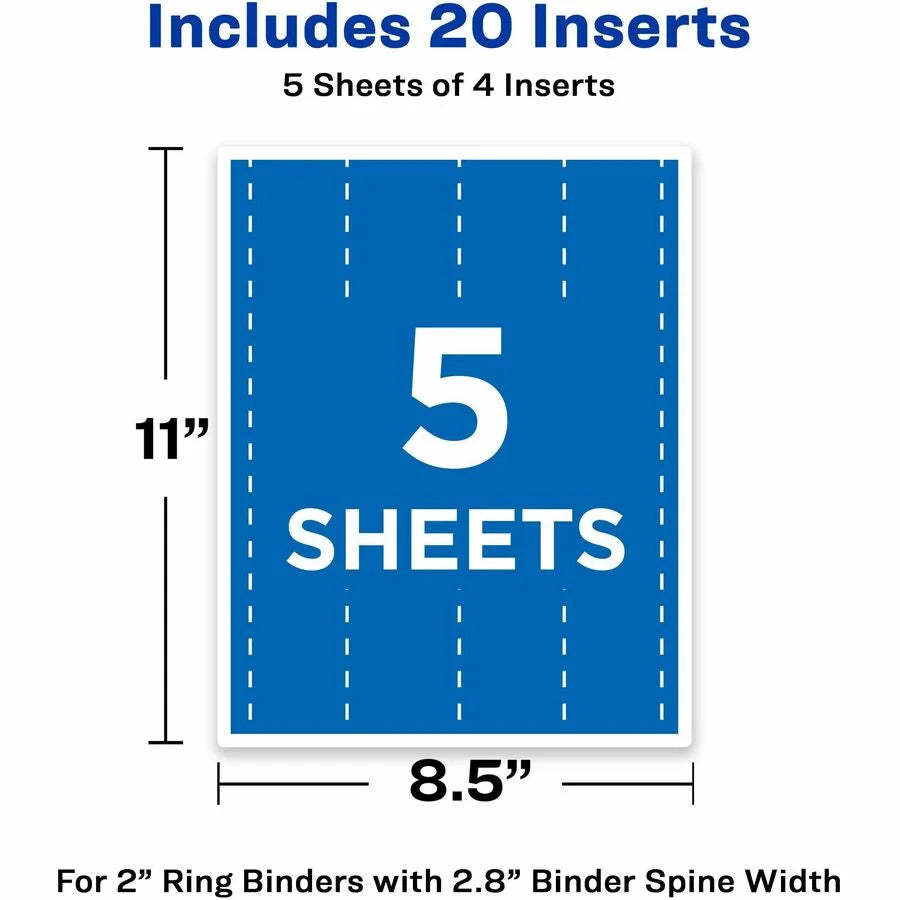 Avery® Binder Spine Inserts for 2 Inch Binders - 20 - Bright White Card Stock - Inserts/Labels