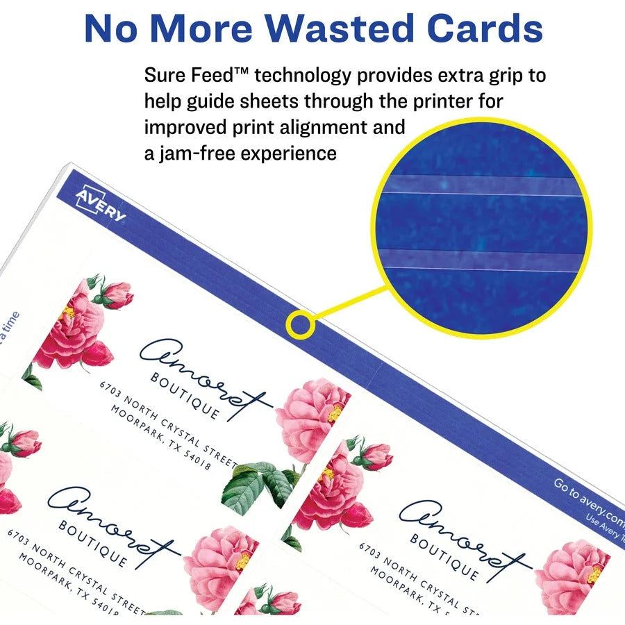Avery® Business Card: 97 Brightness A4 80 lb Weight Matte Finish - 250 Pack - Cards