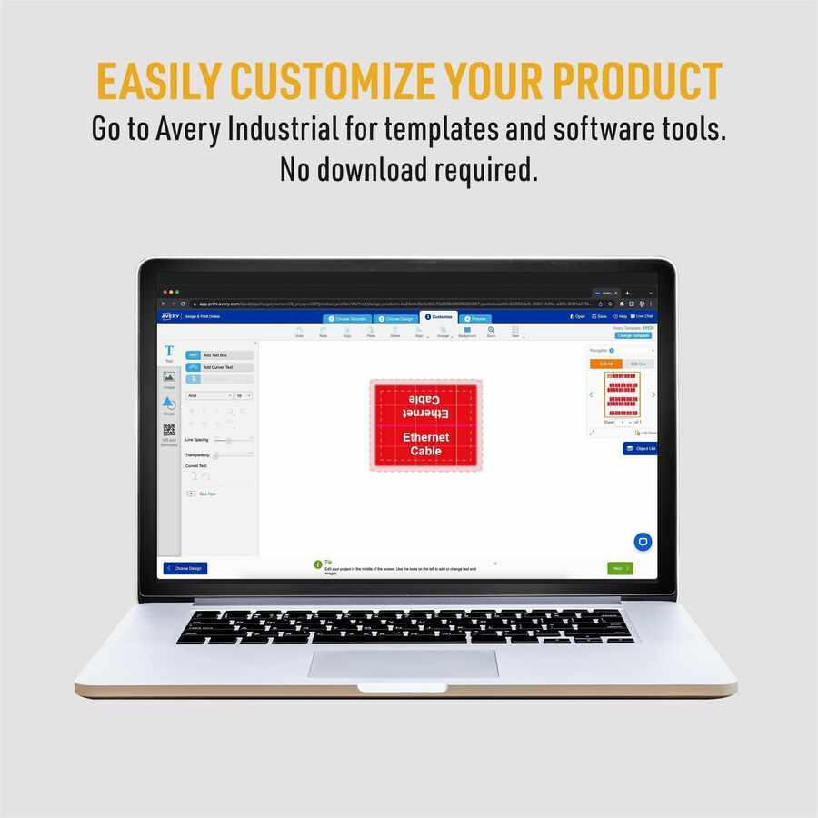 Avery® Cable Labels, T-Style, 1.25" x 2" , 300 Total (61539) - Alternate-Image2