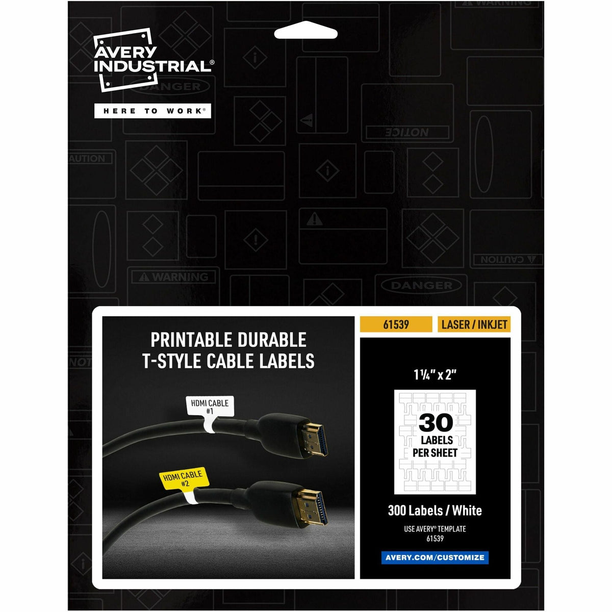 Avery® Cable Labels, T-Style, 1.25" x 2" , 300 Total (61539) - 2000