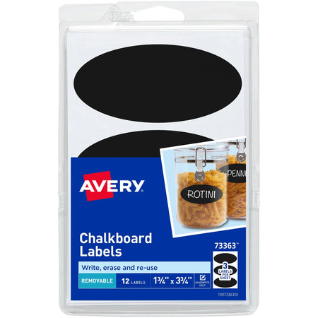 Avery® Chalkboard Labels: Removable Oval Black Labels 216 Sheets - Specialty & Warning