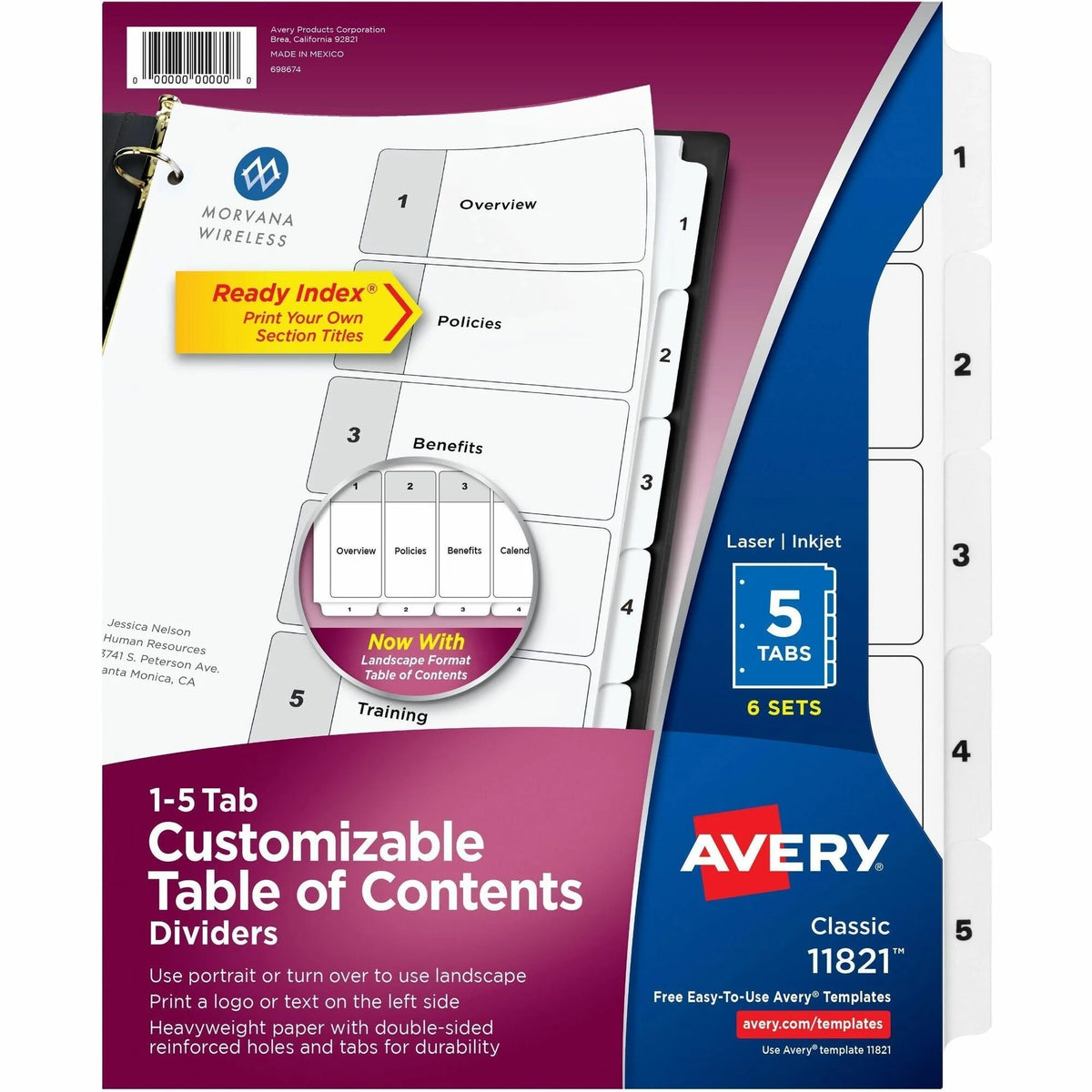 Avery® Classification Folder 5-tab TOC Dividers - Organize Your Documents Efficiently - Index Divider