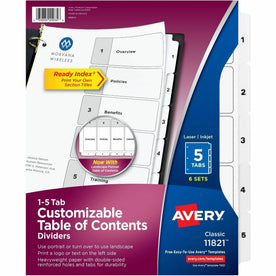 Avery® Classification Folder 5-tab TOC Dividers - Organize Your Documents Efficiently - Index Divider