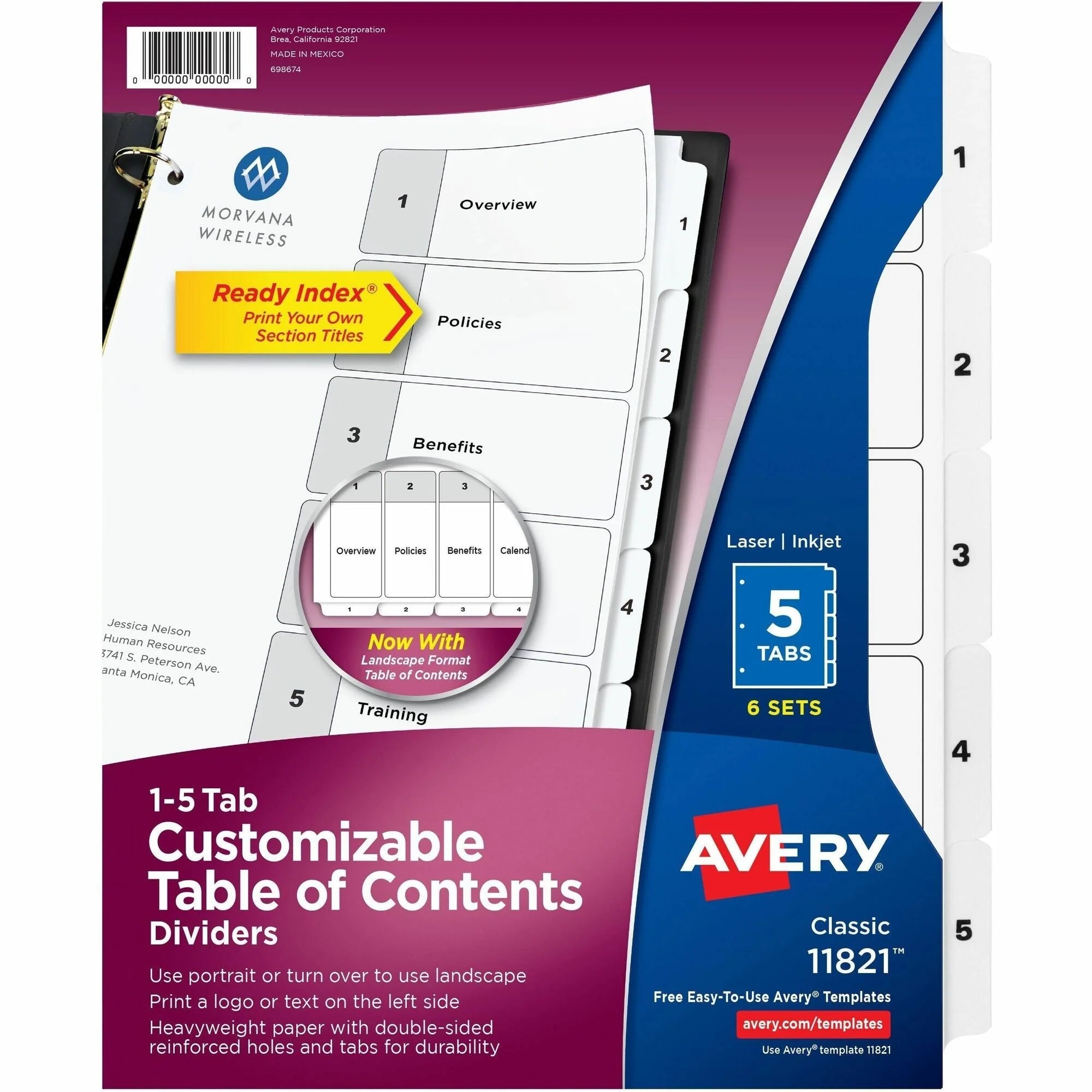Avery® Classification Folder 5-tab TOC Dividers - Organize Your Documents Efficiently - Index Divider