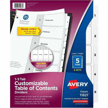 Avery® Classification Folder 5-tab TOC Dividers - Organize Your Documents Efficiently - Index Divider