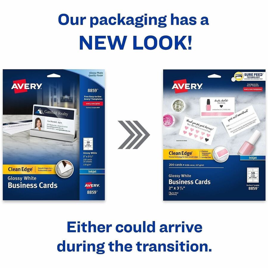 Avery® Clean Edge Business Cards, 2" x 3.5" , Glossy, 200 (08859) - Alternate-Image1
