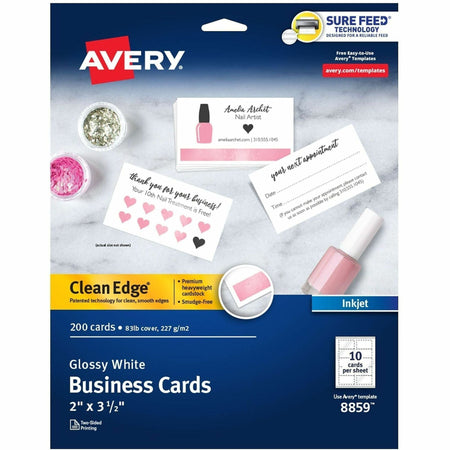 Avery® Clean Edge Business Cards, 2" x 3.5" , Glossy, 200 (08859) - 2000