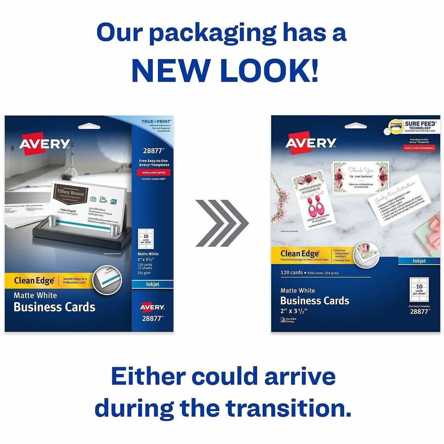 Avery® Clean Edge Business Cards, 2" x 3.5" , White, 120 (28877) - Alternate-Image1