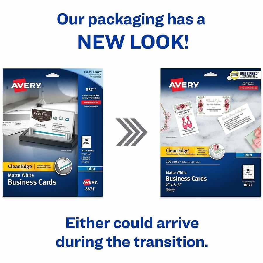 Avery® Clean Edge Business Cards, 2" x 3.5" , White, 200 (08871) - Alternate-Image1