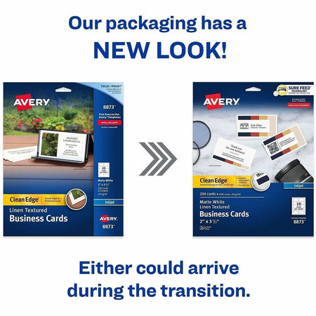 Avery® Clean Edge Business Cards White Textured 200 (08873) - 110 Brightness - 2’’ x 3 1/2’’ - 93 lb Basis Weight