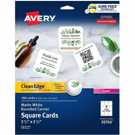Avery® Clean Edge Square Cards, Rounded Corners, 2.5" x 2.5" (35703) - 2000