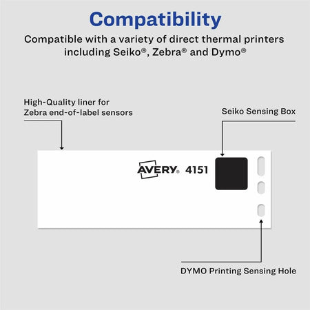 Avery® Clear Direct Thermal Labels - Water Resistant Film - 120 Labels/Sheet - Label Tapes & Maker