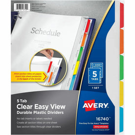 Avery® Clear Easy View Durable Plastic Dividers: Organize with 5 Multicolor Tabs - Index Divider