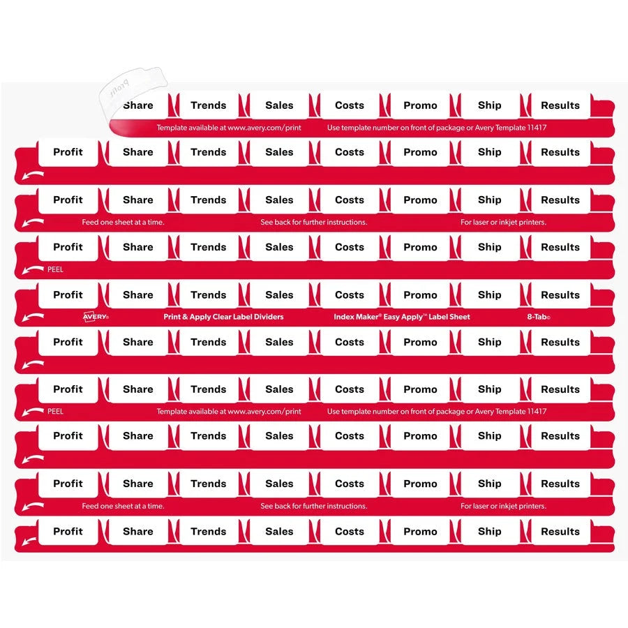 Avery® Clear Label Sheet Refills - Easy Print & Apply - 30 Labels/sheet - Index Accessories Page Markers