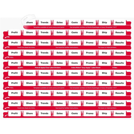 Avery® Clear Label Sheet Refills - Easy Print & Apply - 30 Labels/sheet - Index Accessories Page Markers
