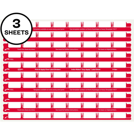 Avery® Clear Label Sheet Refills - Easy Print & Apply - 30 Labels/sheet - Index Accessories Page Markers