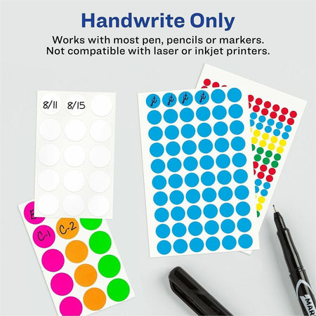 Avery® Color-Coding Labels - 1/2’’ Diameter - Removable Adhesive - Round - Orange - Paper - Self-adhesive - 60 / Sheet
