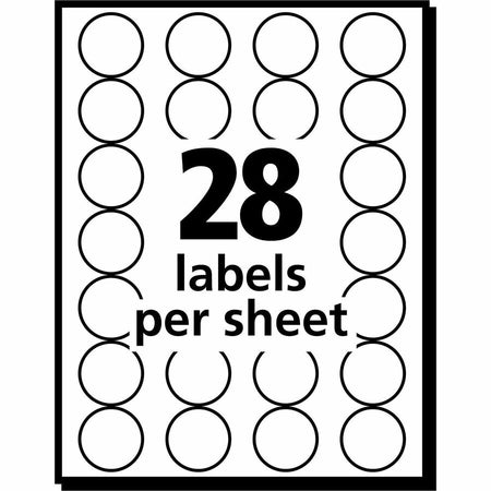Avery® Color-Coding Labels - 3/4’’ Diameter - Removable Adhesive - Round - Laser Inkjet - Black - Paper - Self-adhesive