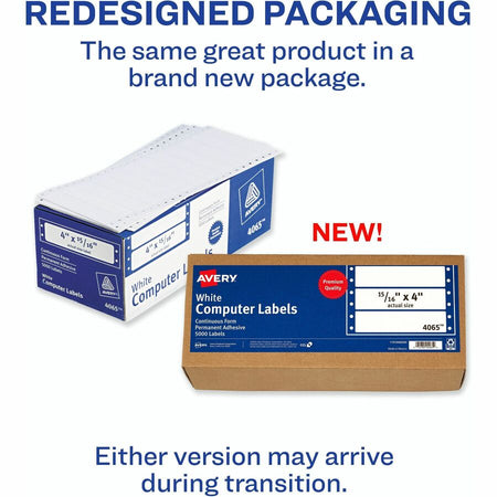 Avery® Continuous Form Computer Labels, Permanent Adhesive, 4" x 15/16" , 5,000 Labels - Alternate-Image1