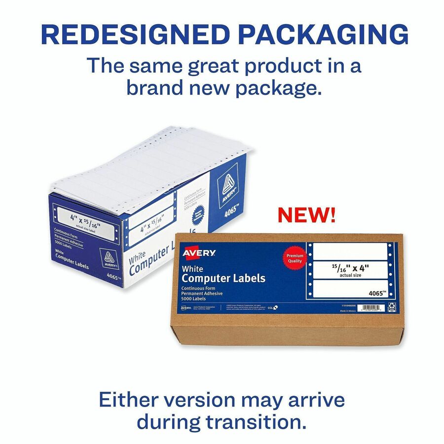 Avery® Continuous Form Computer Labels, Permanent Adhesive, 4" x 15/16" , 5,000 Labels - Alternate-Image5