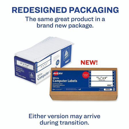 Avery® Continuous Form Computer Labels, Permanent Adhesive, 4" x 15/16" , 5,000 Labels - Alternate-Image5