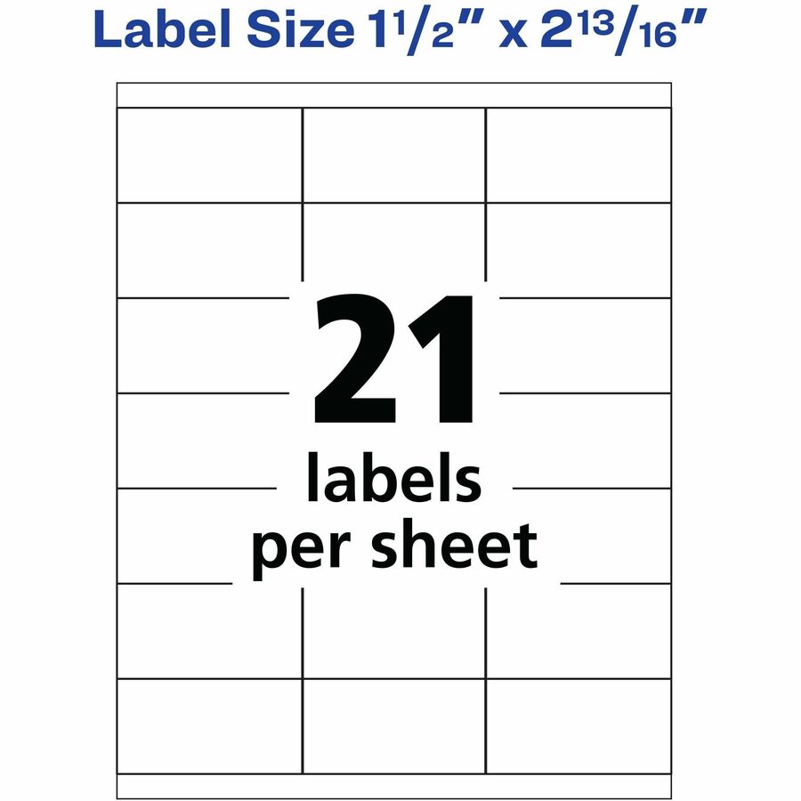 Avery® Copier Address Labels - 1 1/2’’ Width x 2 13/16’’ Length - Permanent Adhesive - Rectangle - White - Paper - 21