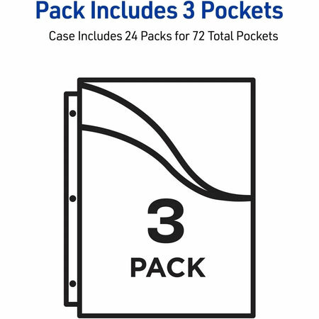 Avery® Corner Lock Binder Pockets: Assorted 3ct (75310) - 20 Page Capacity - Pockets