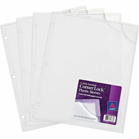 Avery® Corner Lock Plastic Sleeves Clear Pack of 4 (72269) - 20 x Sheet Capacity - For Letter 8 1/2’’ 11’’ - 3 Holes
