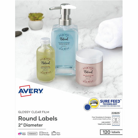 Avery® Crystal Clear Glossy Round Labels - Waterproof - 2’’ Diameter - 120 - Multipurpose & ID