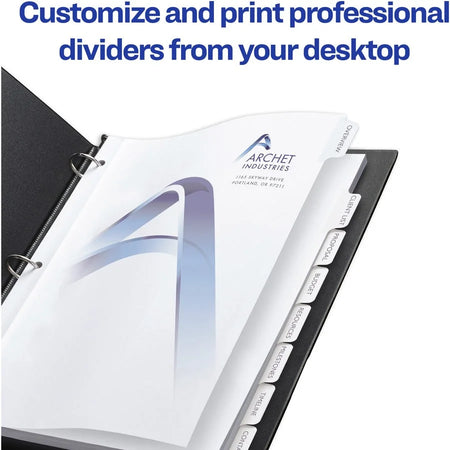 Avery® Custom Print-On Dividers: 200 Dividers 8-Tab Set 8.5x11’’ 3-Hole Punched - Index Divider