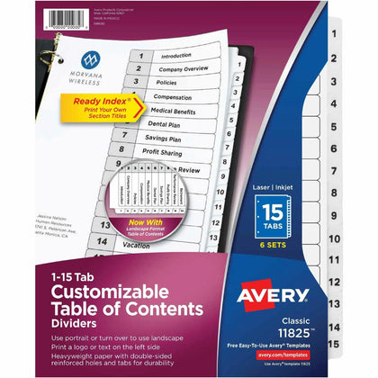 Avery® Custom Table of Contents Dividers - Organize Your Documents Efficiently - Index Divider