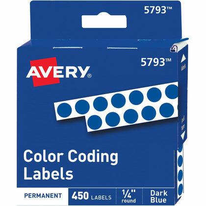 Avery® Dark Blue Color-Coding Labels - 1/4’’ Round Permanent Adhesive