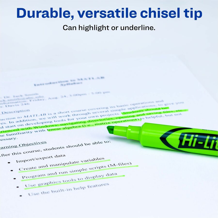 Avery&reg; Hi-Liter, Desk-Style, Fluorescent Green, 12 Count (24020) - Alternate-Image2