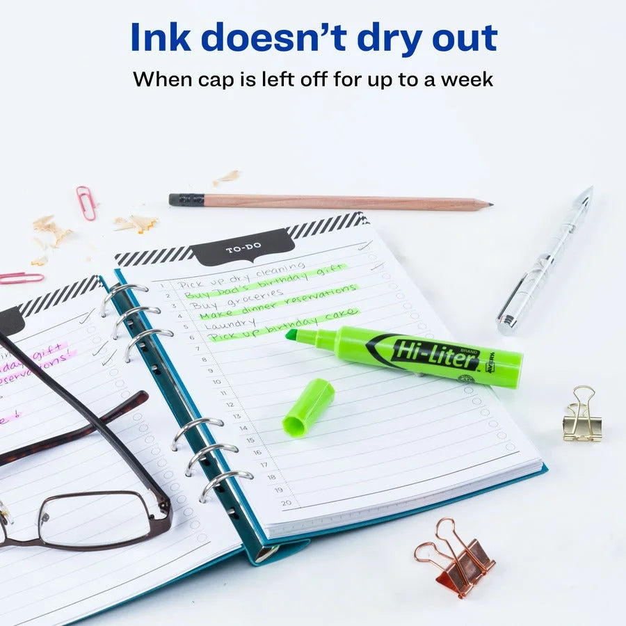 Avery® Desk-Style Fluorescent Green Marker: Chisel Point Refillable Washable - Highlighters