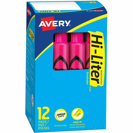 Avery&reg; Hi-Liter, Desk-Style, Fluorescent Pink, 12 Count (24010) - 2000