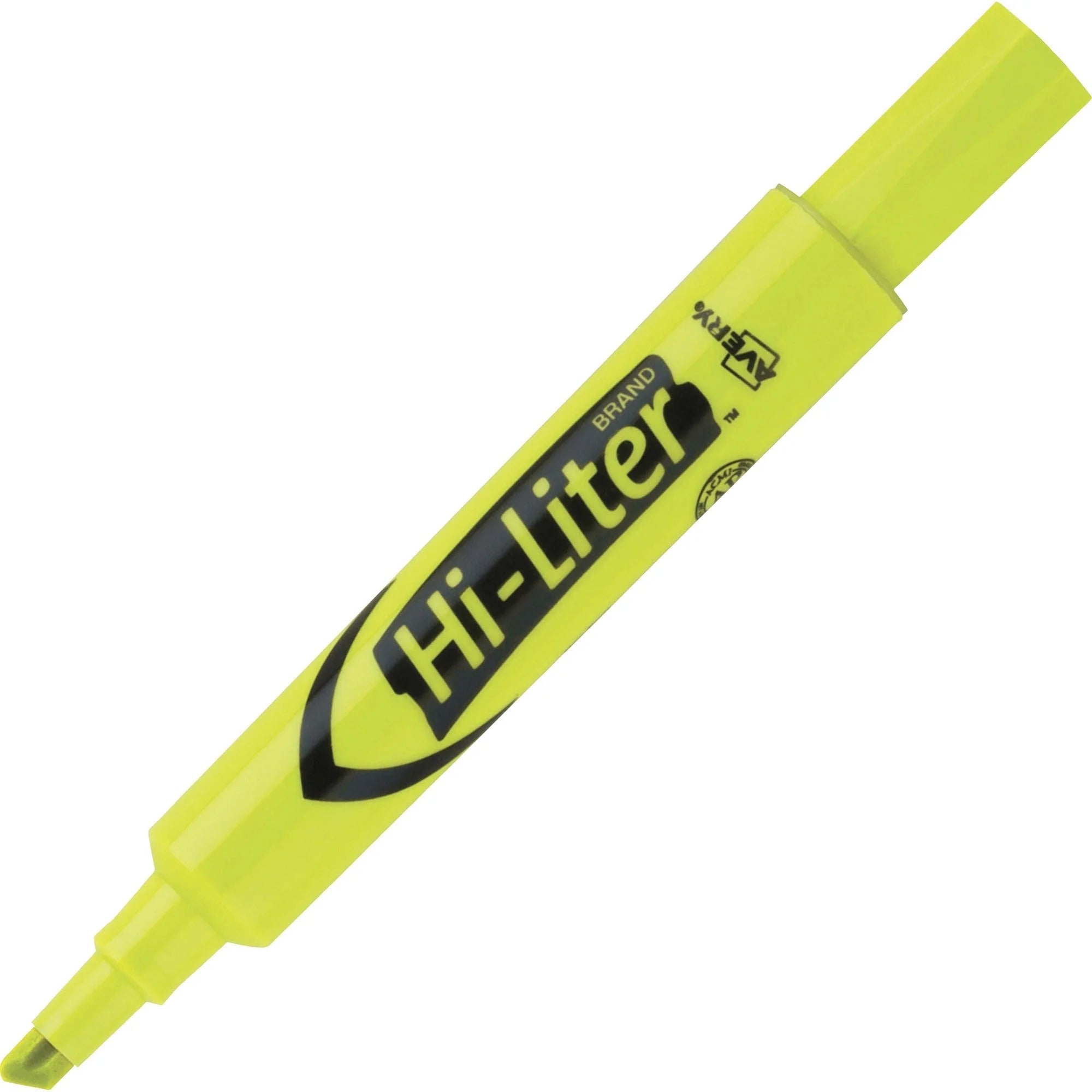 Avery® Desk-Style Fluorescent Yellow Chisel Marker: Washable Ink Water-Based - Highlighters