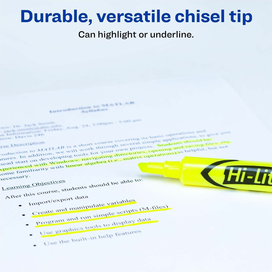 Avery&reg; Hi-Liter Desk-Style Highlighters, SmearSafe, Yellow, 2 Pack - Alternate-Image2