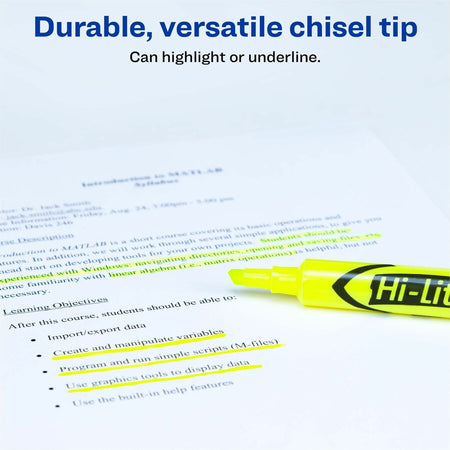 Avery&reg; Hi-Liter Desk-Style Highlighters, SmearSafe, Yellow, 2 Pack - Alternate-Image2