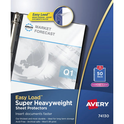 Avery® Diamond Clear Heavyweight Sheet Protectors - Letter Size - Top Loading - 50/Box
