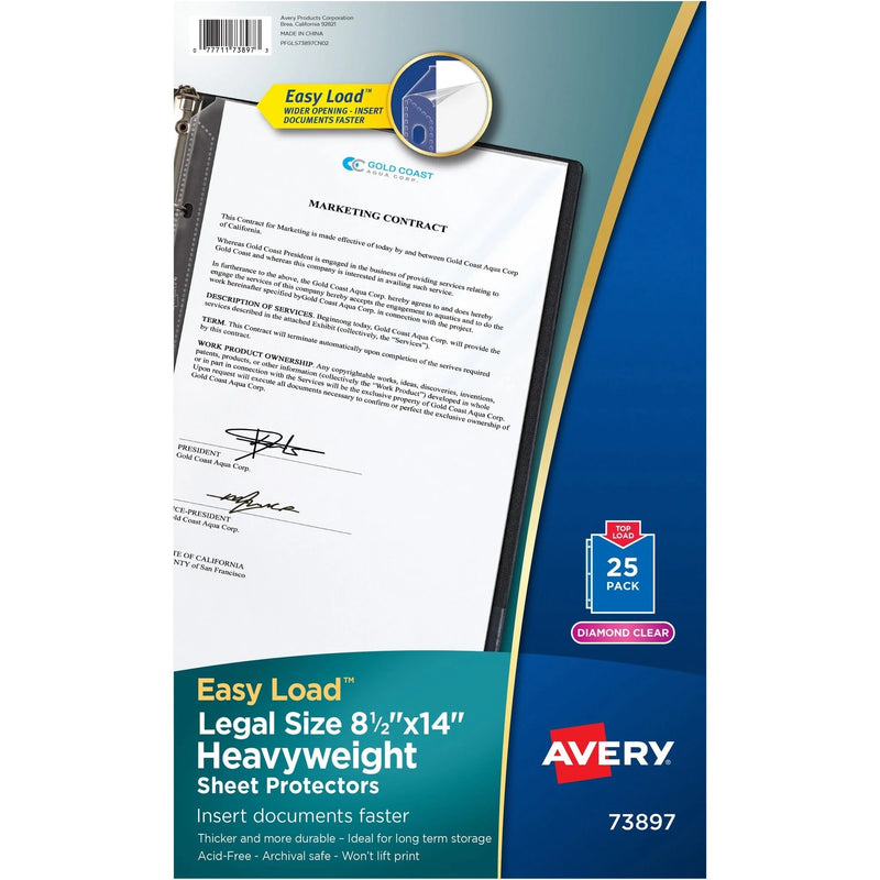 Avery® Diamond Clear Sheet Protectors: Legal Size Top Loading 25-Pack - Protectors