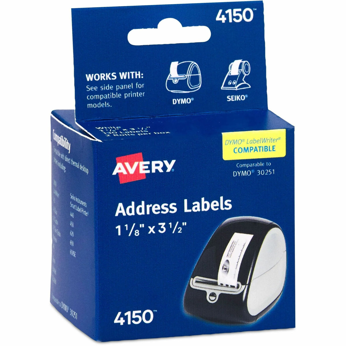 Avery® Direct Thermal Roll Labels: 1 1/8’’ x 3 1/2’’ - White Paper Water Resistant - Label Maker Supplies