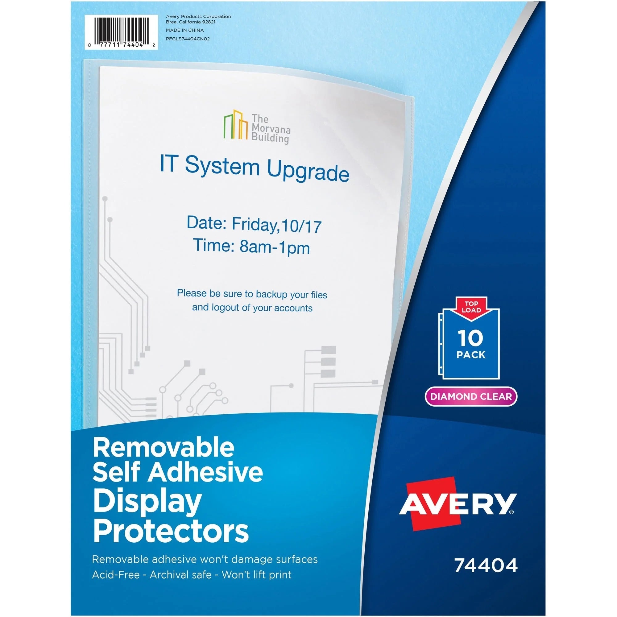 Avery® Display Protectors: 20-Sheet Capacity Letter Size Top Loading Clear - 10/Pack - Sheet Protectors